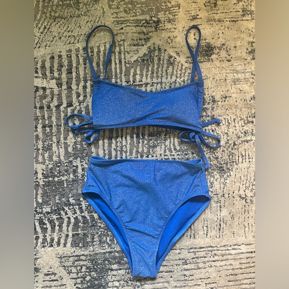 No Boundaries Blue Shiny Bikini